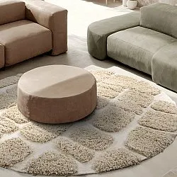 Kulatý koberec - Otranto Natural Cotton Shaggy (špinavě bílá)