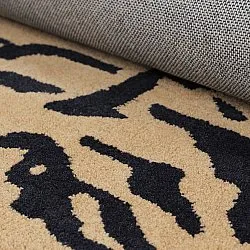 Shaggy koberce - Zebra Tufted Wool Premium (béžová/černá)