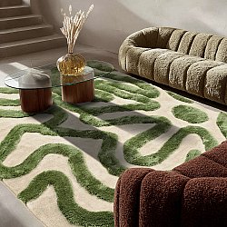 Shaggy koberce - Akaba (krém/zelený)