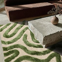 Shaggy koberce - Akaba (krém/zelený)