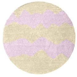 Kulatý koberec - Amira Natural Cotton Shaggy (béžová/fialová)