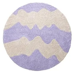 Kulatý koberec - Amira Natural Cotton Shaggy (fialová/béžová)
