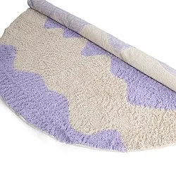 Kulatý koberec - Amira Natural Cotton Shaggy (fialová/béžová)