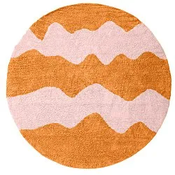 Kulatý koberec - Amira Natural Cotton Shaggy (oranžová/růžová)