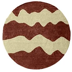 Kulatý koberec - Amira Natural Cotton Shaggy (červená/béžová)