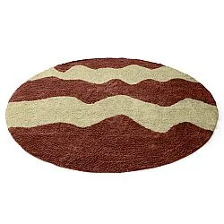 Kulatý koberec - Amira Natural Cotton Shaggy (červená/béžová)