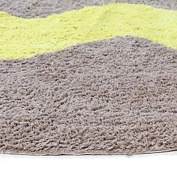 Kulatý koberec - Amira Natural Cotton Shaggy (taupe/žlutá)
