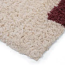 Shaggy koberce - Begur Natural Cotton Shaggy (lomená bílá/vínová)