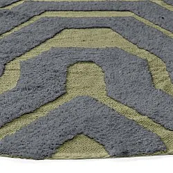Kulatý koberec - Callista Natural Cotton Shaggy (černá/zelená)