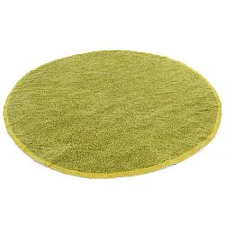 Kulatý koberec - Celina Natural Cotton Shaggy (zelená/žlutá)