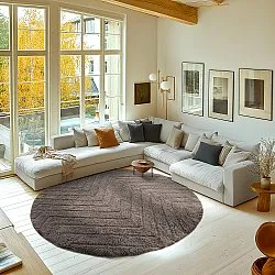 Kulatý koberec - Conara Natural Cotton Shaggy (taupe)