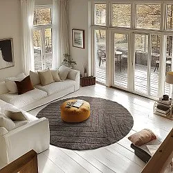 Kulatý koberec - Conara Natural Cotton Shaggy (taupe)