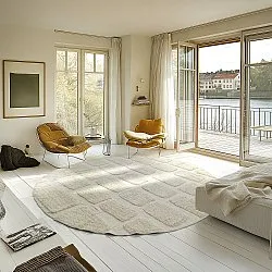 Kulatý koberec - Cyrus Natural Cotton Shaggy (špinavě bílá)