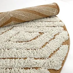 Kulatý koberec - Holwell Natural Cotton Shaggy (šedobílá/hnědá)