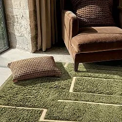 Shaggy koberce - Kiberg Hand Woven Wool Shaggy (zelený)