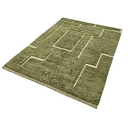 Shaggy koberce - Kiberg Hand Woven Wool Shaggy (zelený)