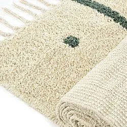 Shaggy koberce - Leora Natural Cotton Shaggy (béžová/zelená)