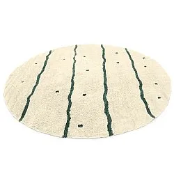 Kulatý koberec - Leora Natural Cotton Shaggy (béžová/zelená)