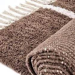 Shaggy koberce - Leora Natural Cotton Shaggy (hnědá/fialová)
