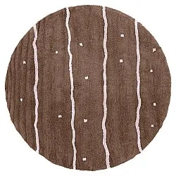 Kulatý koberec - Leora Natural Cotton Shaggy (hnědá/fialová)