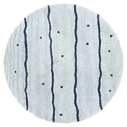 Kulatý koberec - Leora Natural Cotton Shaggy (šedá/modrá)