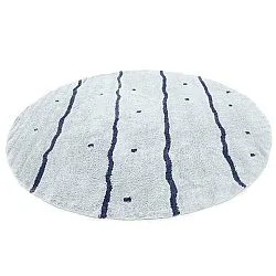 Kulatý koberec - Leora Natural Cotton Shaggy (šedá/modrá)