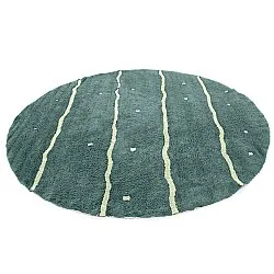 Kulatý koberec - Leora Natural Cotton Shaggy (zelená)