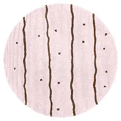 Kulatý koberec - Leora Natural Cotton Shaggy (růžová/hnědá)