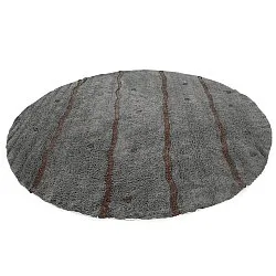 Kulatý koberec - Leora Natural Cotton Shaggy (černo/hnědá)
