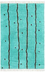 Shaggy koberce - Leora Natural Cotton Shaggy (tyrkysová/hnědá)