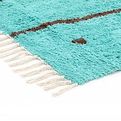 Shaggy koberce - Leora Natural Cotton Shaggy (tyrkysová/hnědá)
