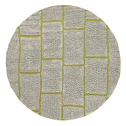 Kulatý koberec - Lindley Natural Cotton Shaggy (šedo/zelená)