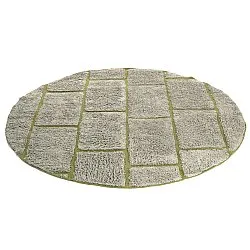 Kulatý koberec - Lindley Natural Cotton Shaggy (šedo/zelená)