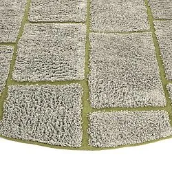Kulatý koberec - Lindley Natural Cotton Shaggy (šedo/zelená)