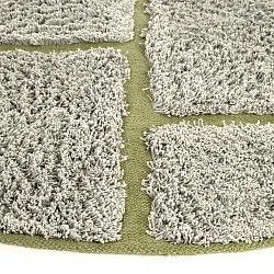 Kulatý koberec - Lindley Natural Cotton Shaggy (šedo/zelená)