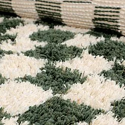 Kulatý koberec - Methoni Check Cotton Shaggy (krém/zelený)