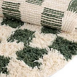 Kulatý koberec - Methoni Check Cotton Shaggy (krém/zelený)