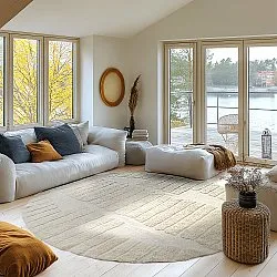 Kulatý koberec - Rani Natural Cotton Shaggy (béžový)