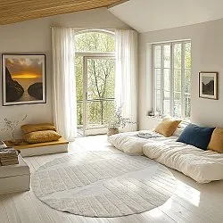 Kulatý koberec - Rani Natural Cotton Shaggy (špinavě bílá)