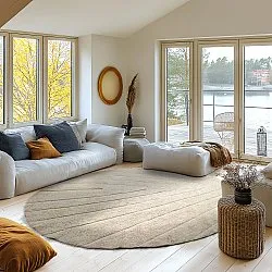 Kulatý koberec - Sivia Natural Cotton Shaggy (béžový)