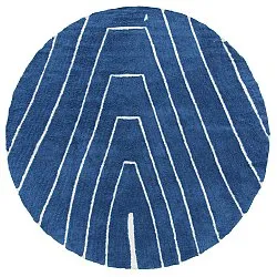 Kulatý koberec - Sivia Natural Cotton Shaggy (modrý)