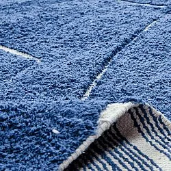 Kulatý koberec - Sivia Natural Cotton Shaggy (modrý)