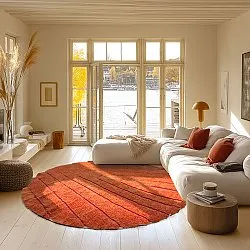 Kulatý koberec - Sivia Natural Cotton Shaggy (červený/oranžový)