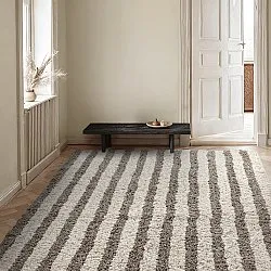 Shaggy koberce - Thira Stripe Cotton Shaggy (krémová/taupe)