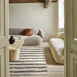 Shaggy koberce - Thira Stripe Cotton Shaggy (krémová/taupe)