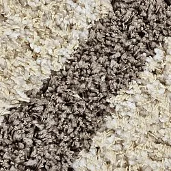 Shaggy koberce - Thira Stripe Cotton Shaggy (krémová/taupe)