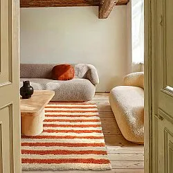 Shaggy koberce - Thira Stripe Cotton Shaggy (světle žlutá/světle oranžová)