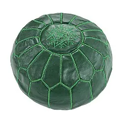 Sedací puf - Marocký kožený puf (tmavě zelená)