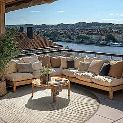 Kulatý koberec - Indoor/Outdoor Devon (béžový)