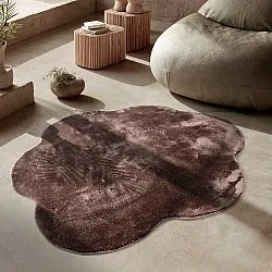 Kulatý Vlnitý Koberec - Aranga Super Soft Fur (tmavě hnědá)